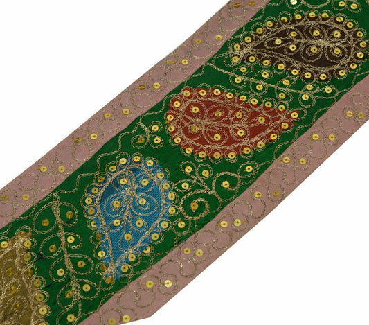 Vintage Saree Border Craft Trim Antique Lace Embroidered Patch Work Multi Color