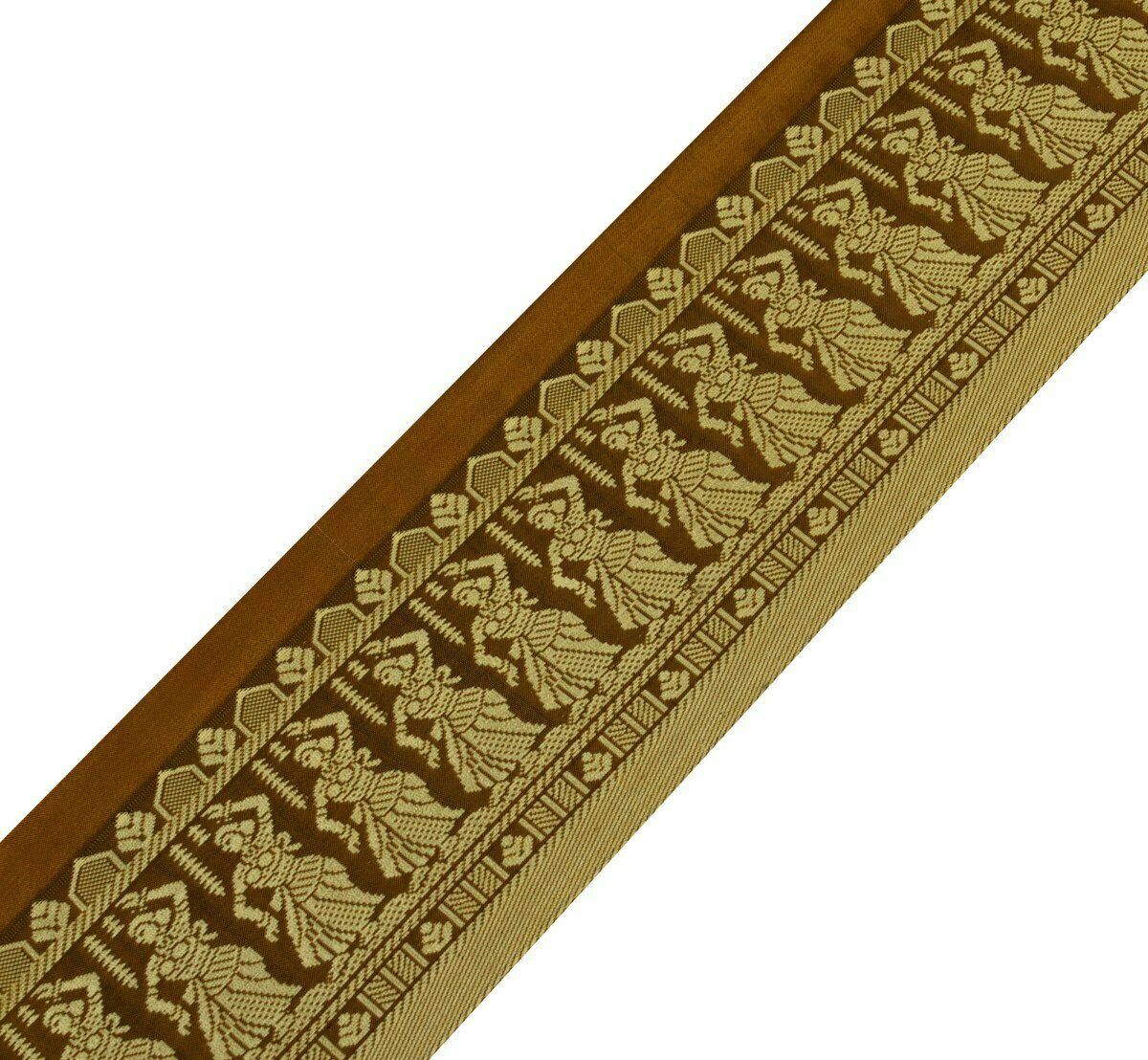 Vintage Saree Border Indian Craft Trim Lace Dancing Ladies Mustard Ribbon