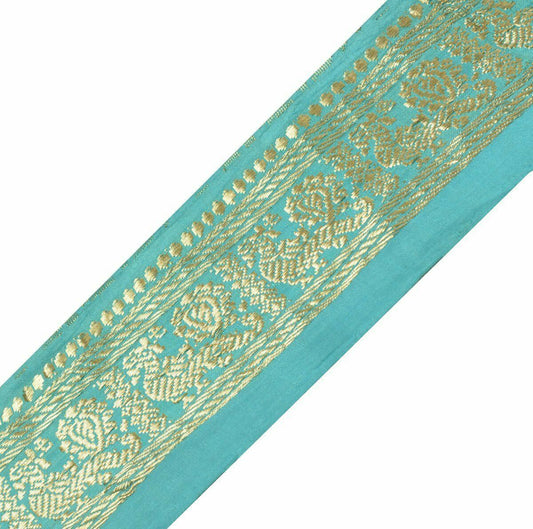 Vintage Saree Border Indian Craft Trim Antique Zari Woven Peacock Lace Ribbon