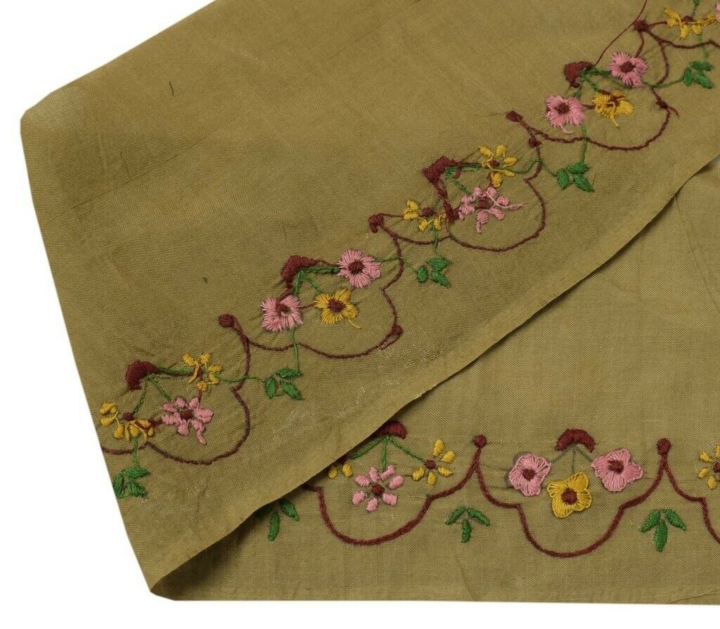 Vintage Sari Border Indian Craft Sewing Trim Embroidered Ribbon Lace Brown