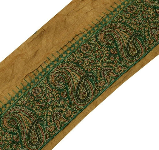 Vintage Sari Border Indian Craft Sewing Trim Woven Ribbon Lace Green