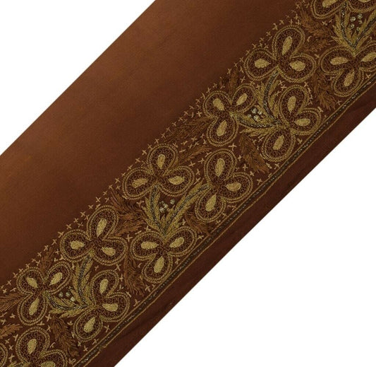 Vintage Sari Border Indian Craft Sewing Trim Embroidered Ribbon Lace Brown