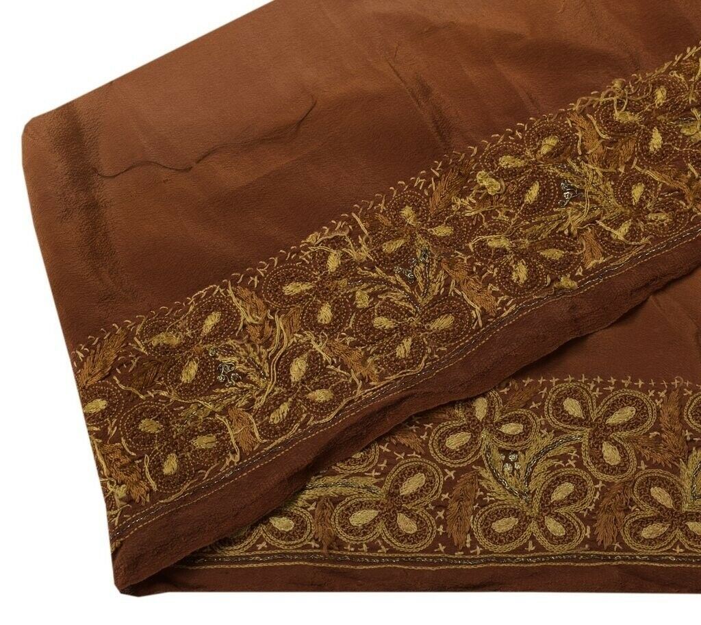 Vintage Sari Border Indian Craft Sewing Trim Embroidered Ribbon Lace Brown