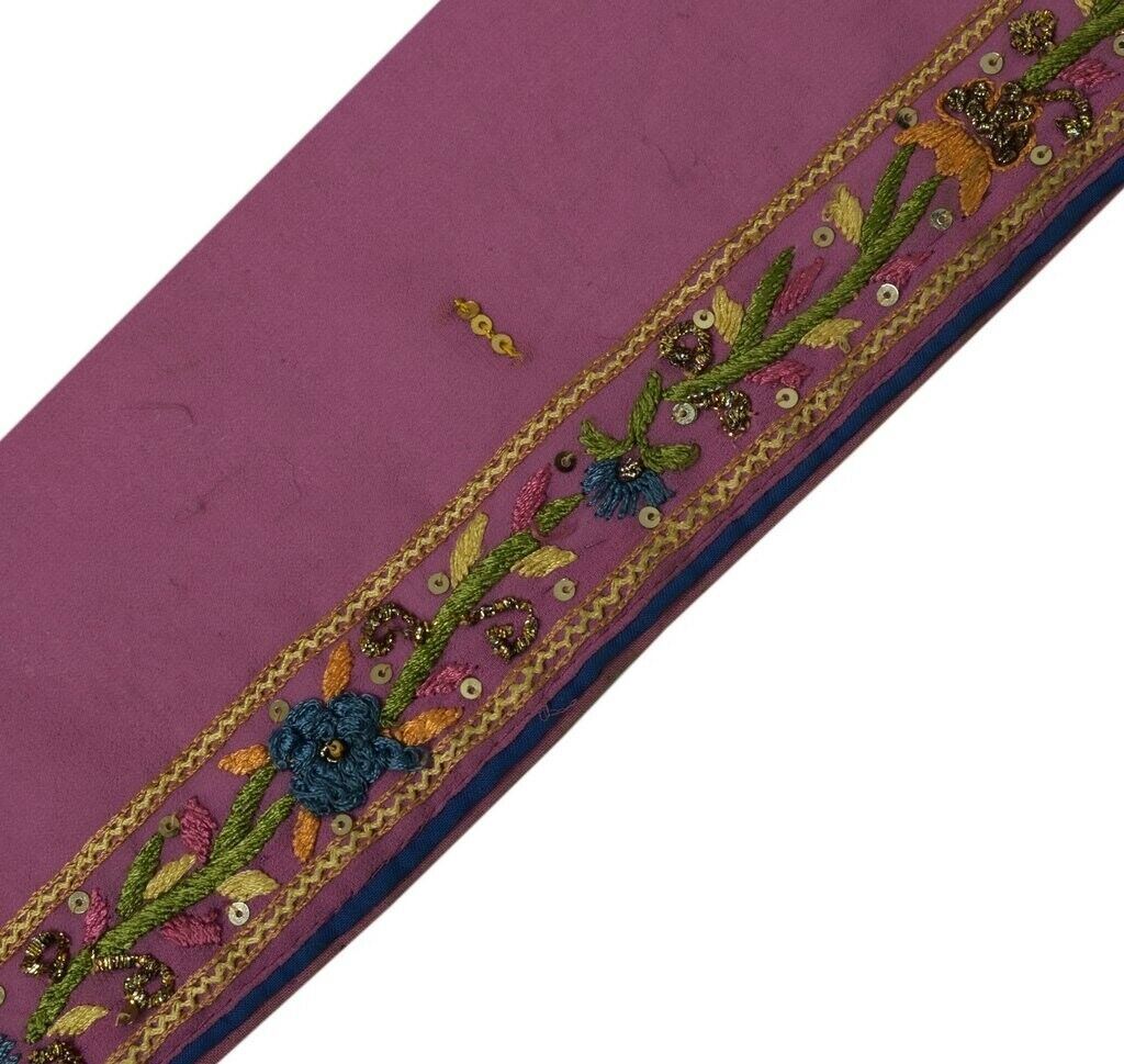 Vintage Sari Border Indian Craft Sewing Trim Hand Embroidered Ribbon Lace