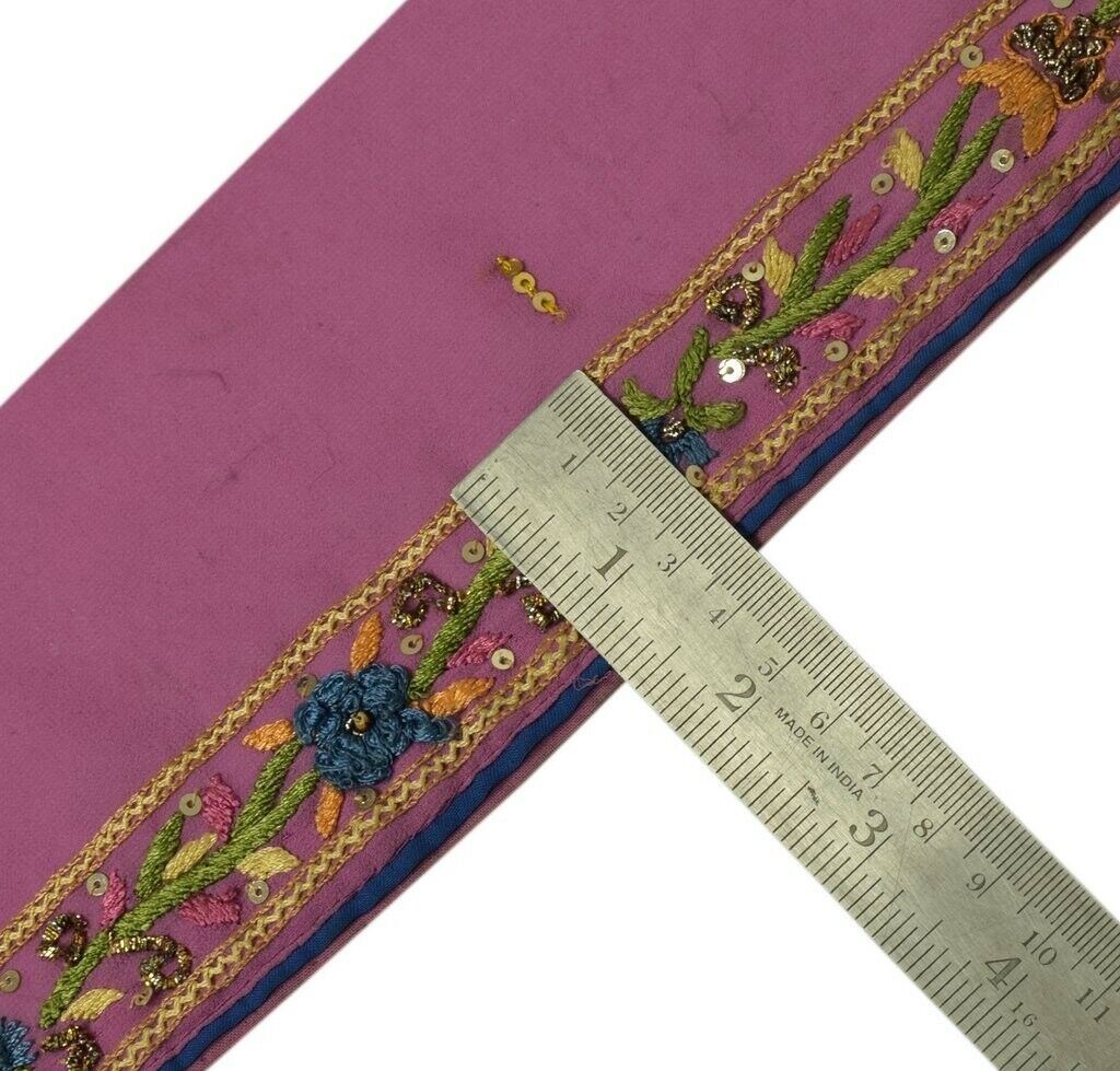 Vintage Sari Border Indian Craft Sewing Trim Hand Embroidered Ribbon Lace