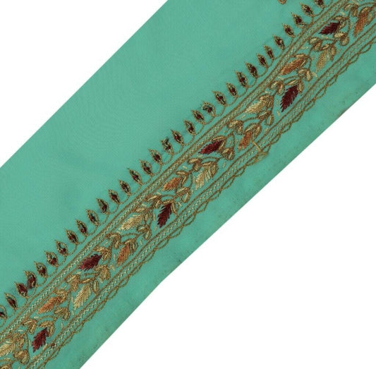 Vintage Sari Border Indian Craft Sewing Trim Hand Embroidered Ribbon Lace Green