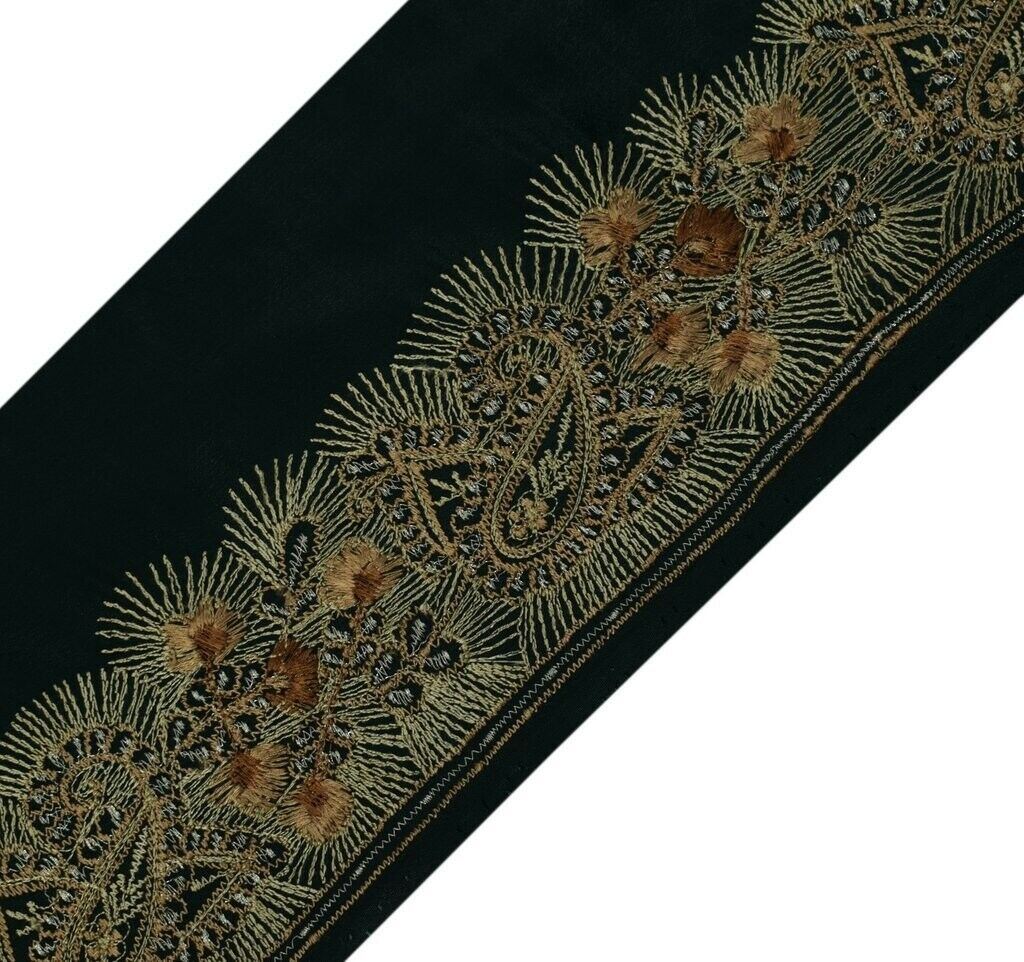 Vintage Sari Border Indian Craft Sewing Trim Embroidered Ribbon Lace Green