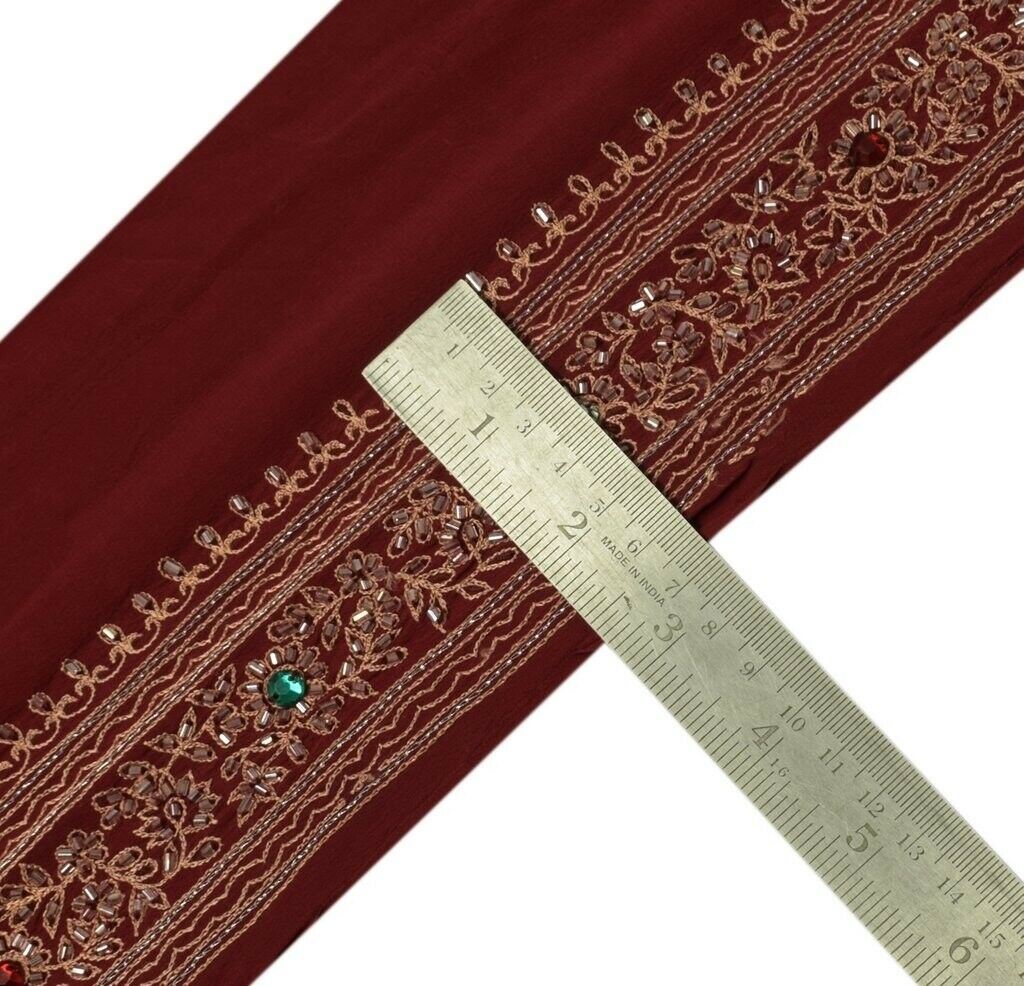 Vintage Sari Border Indian Craft Sewing Trim Beaded Embroidered Ribbon Lace