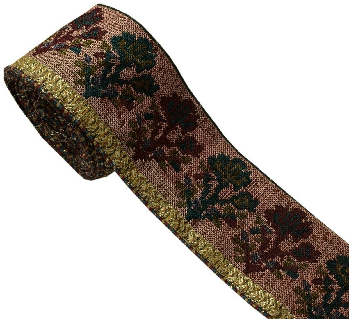 3.5" W Vintage Sari Border Indian Craft Trim Embroidered Sewing Ribbon Lace