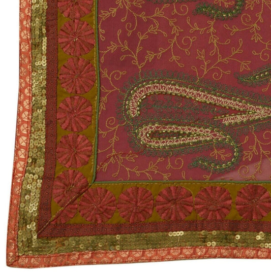 Heavy Vintage Scrap Saree 100% Pure Georgette Silk Embroidered Craft Sari Fabric