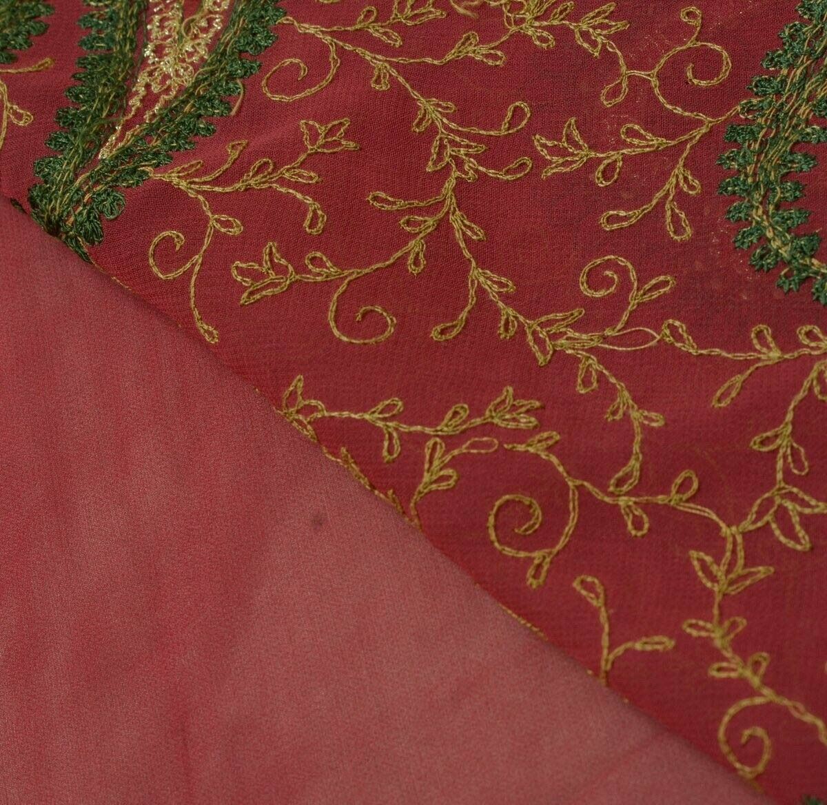 Heavy Vintage Scrap Saree 100% Pure Georgette Silk Embroidered Craft Sari Fabric