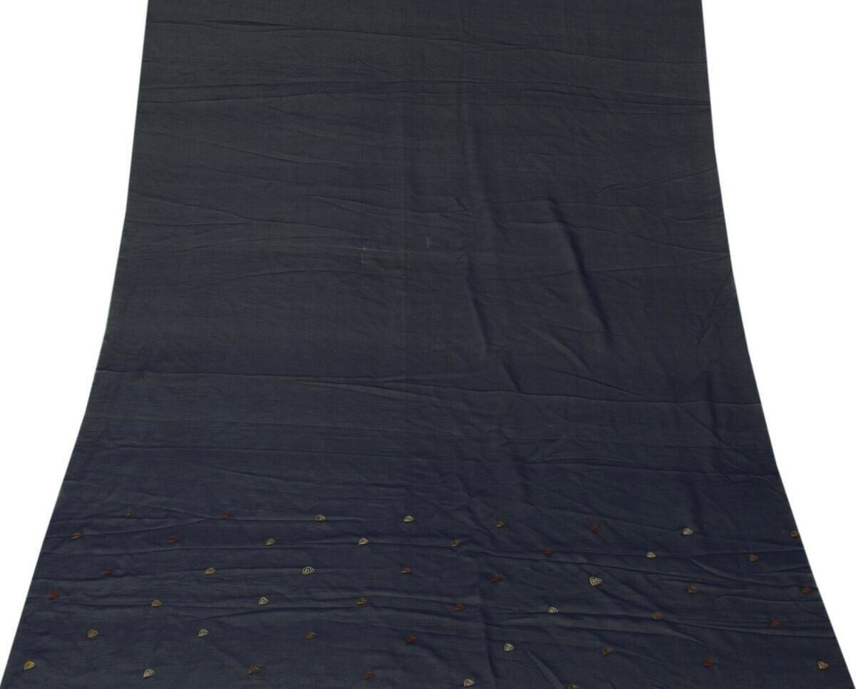 Blend Georgette Silk Vintage Sari Remnant Scrap Fabric for Sewing Craft Blue