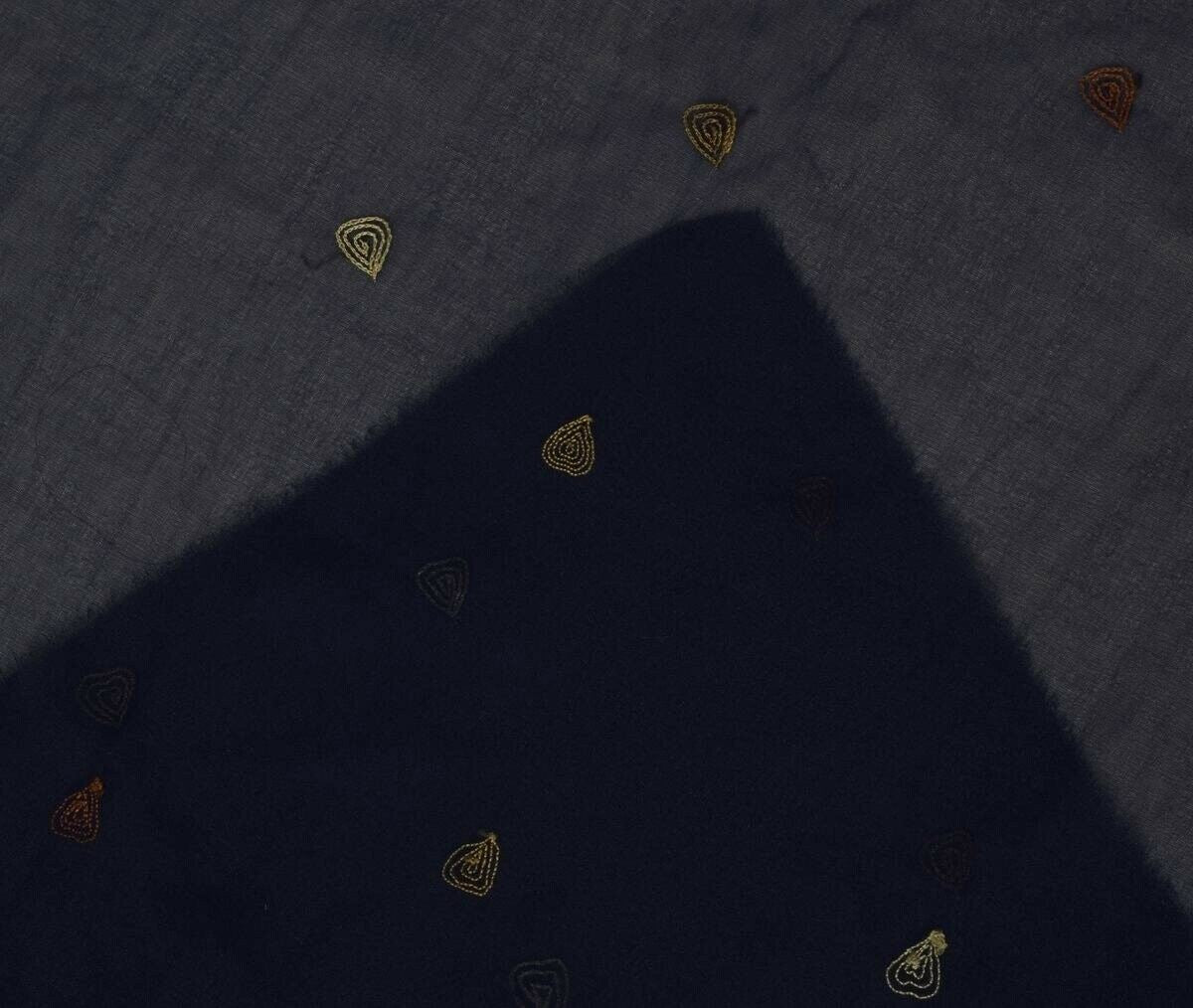 Blend Georgette Silk Vintage Sari Remnant Scrap Fabric for Sewing Craft Blue