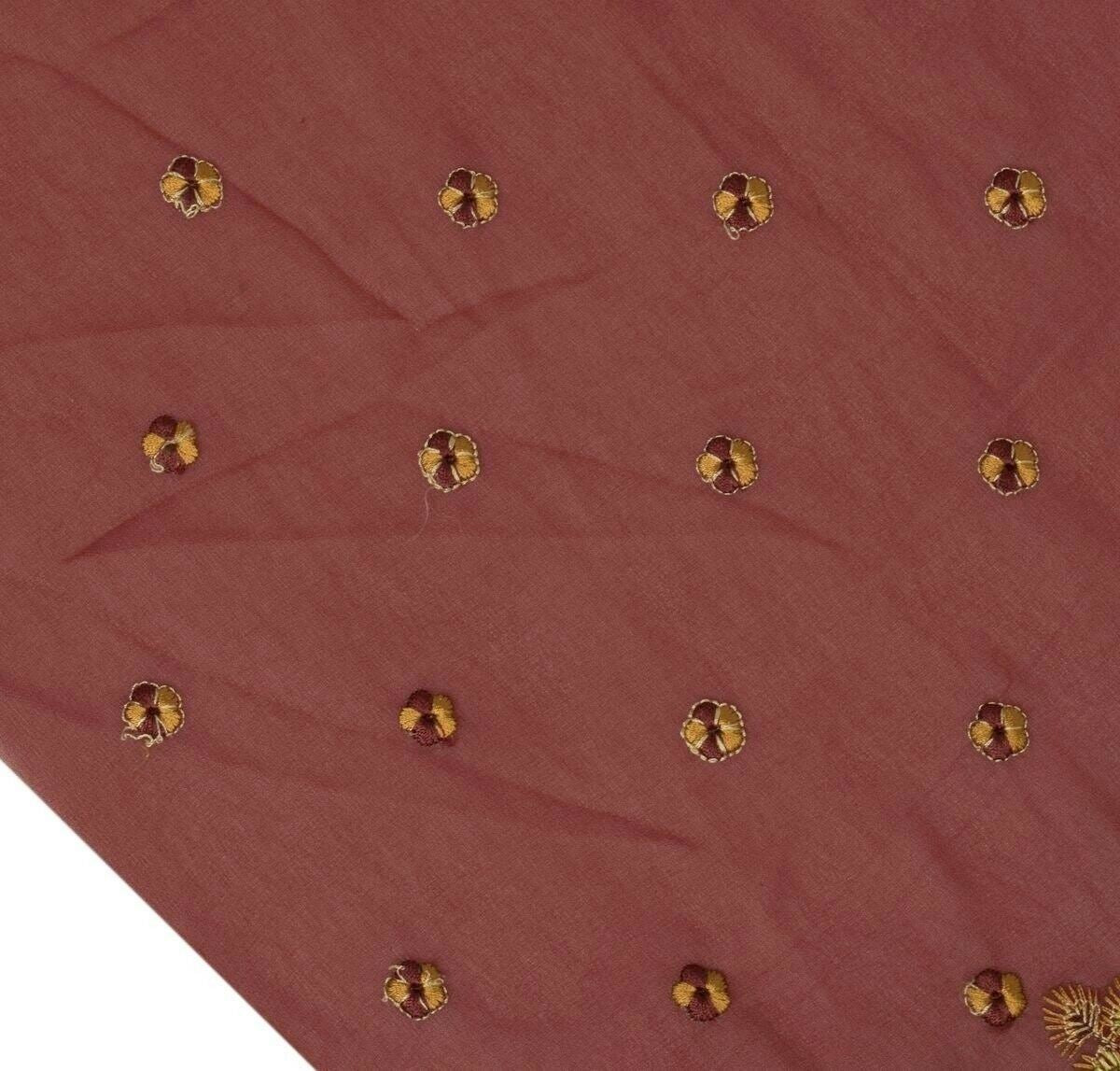 Blend Georgette Silk Vintage Sari Remnant Scrap Fabric for Sewing Craft Maroon