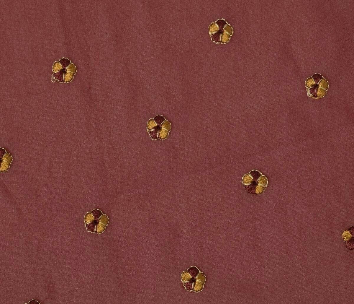 Blend Georgette Silk Vintage Sari Remnant Scrap Fabric for Sewing Craft Maroon