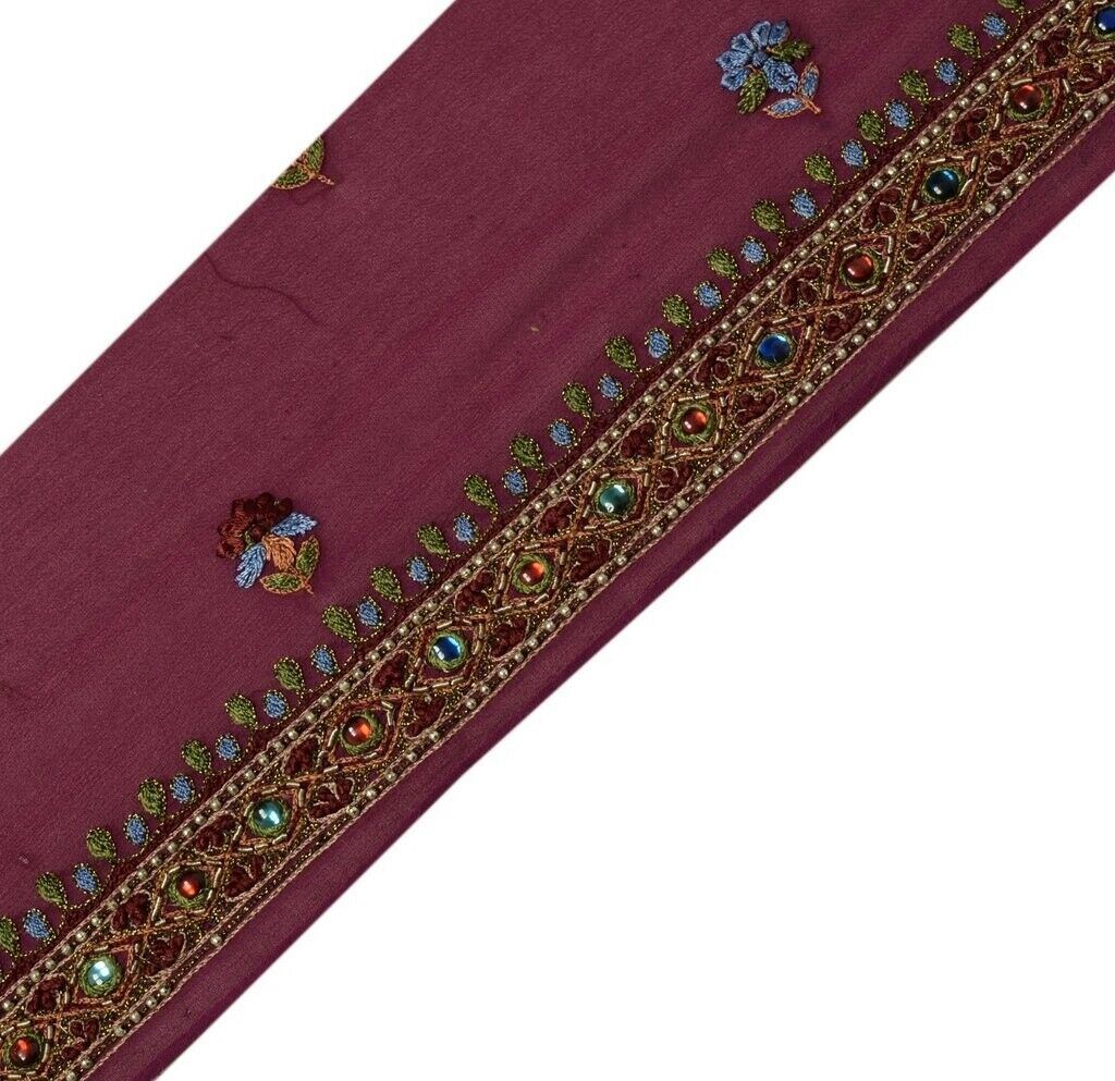 Vintage Saree Sewing Trim Indian Craft Border Hand Embroidered Beaded Lace