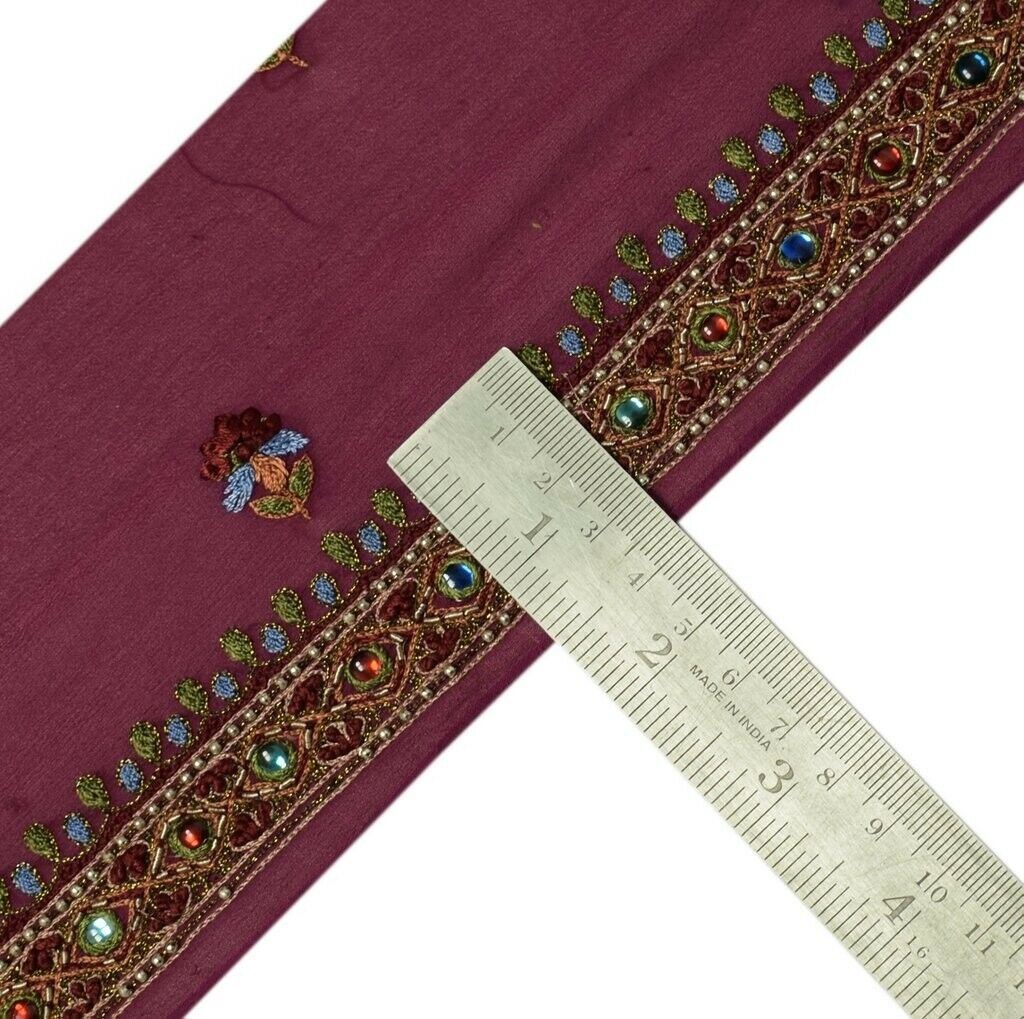 Vintage Saree Sewing Trim Indian Craft Border Hand Embroidered Beaded Lace