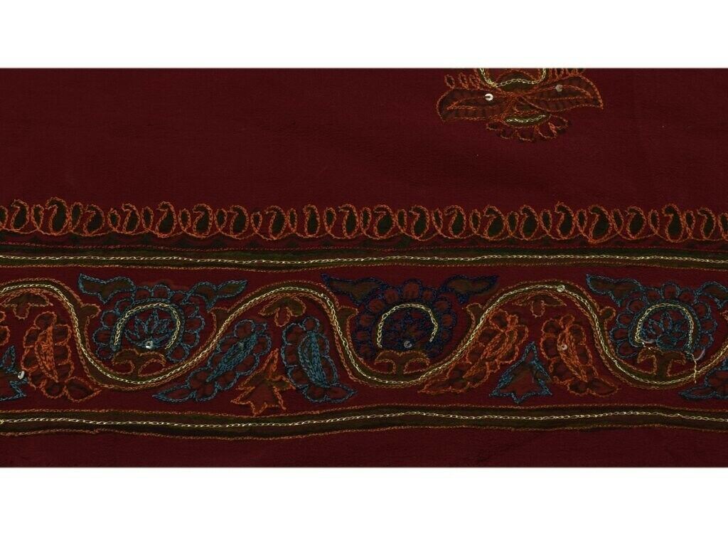 Vintage Sari Border Indian Craft Sewing Trim Embroidered Ribbon Lace Maroon