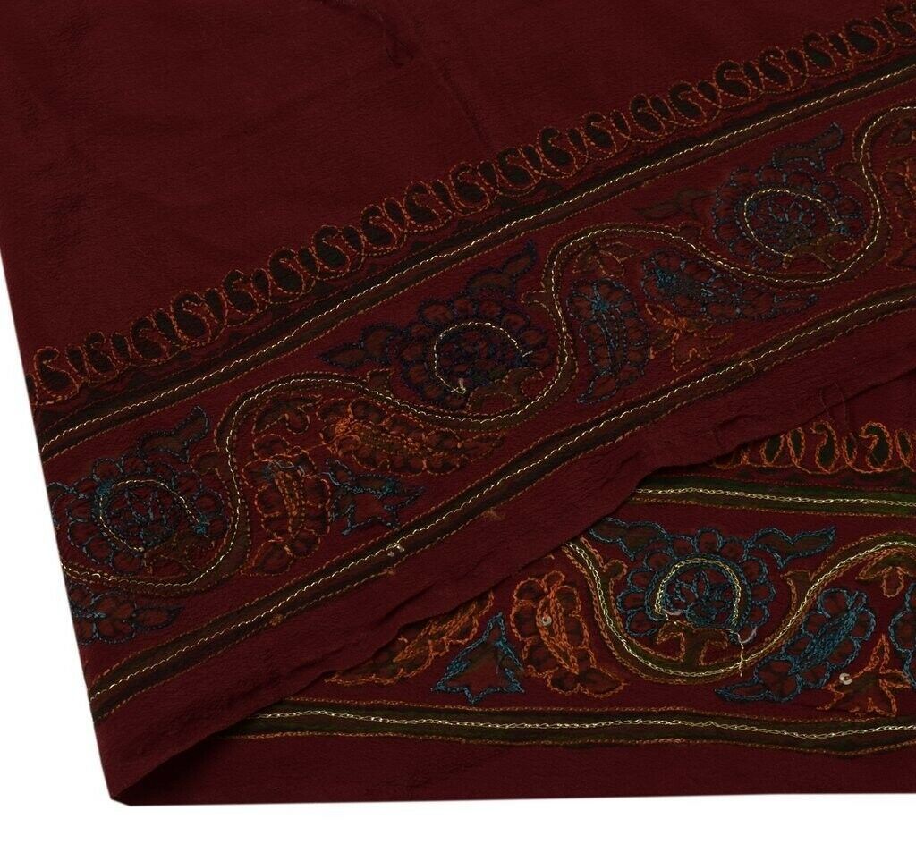 Vintage Sari Border Indian Craft Sewing Trim Embroidered Ribbon Lace Maroon