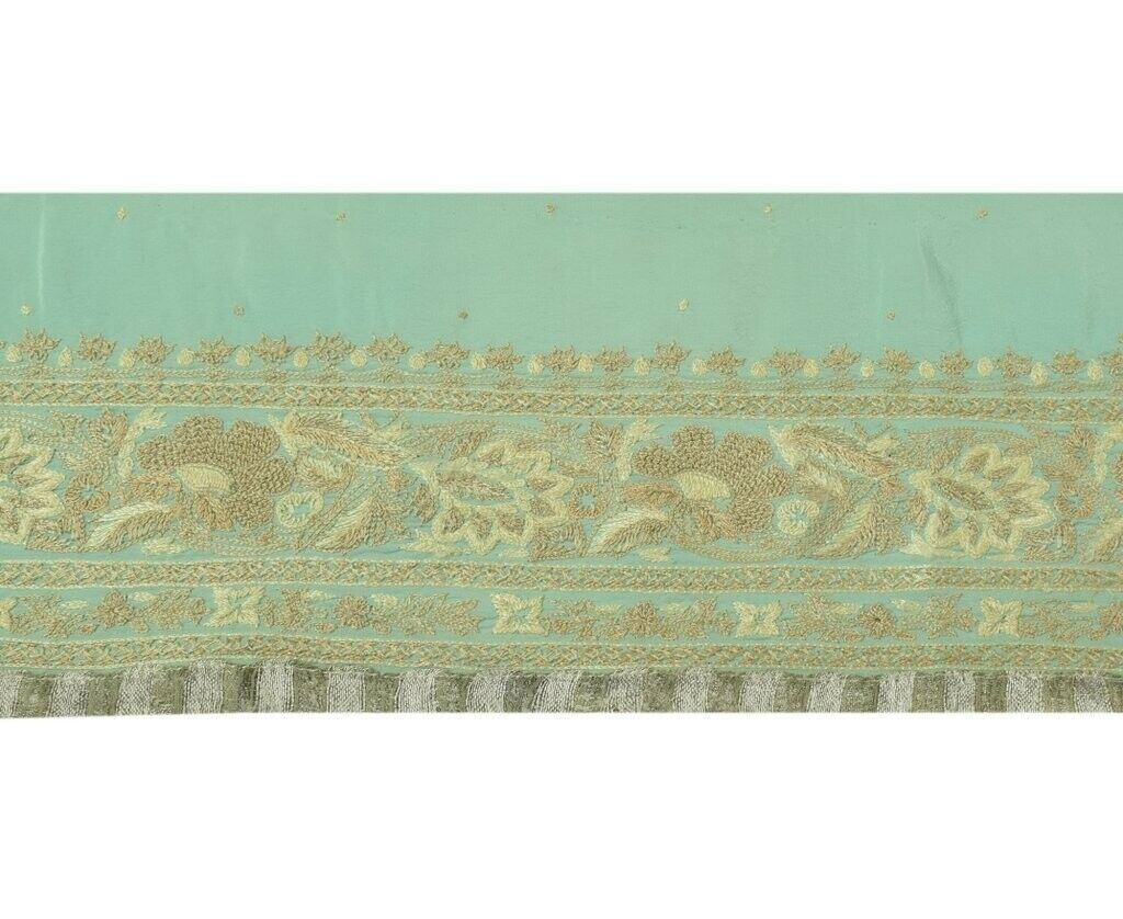 Vintage Sari Border Indian Craft Sewing Trim Embroidered Ribbon Lace Green