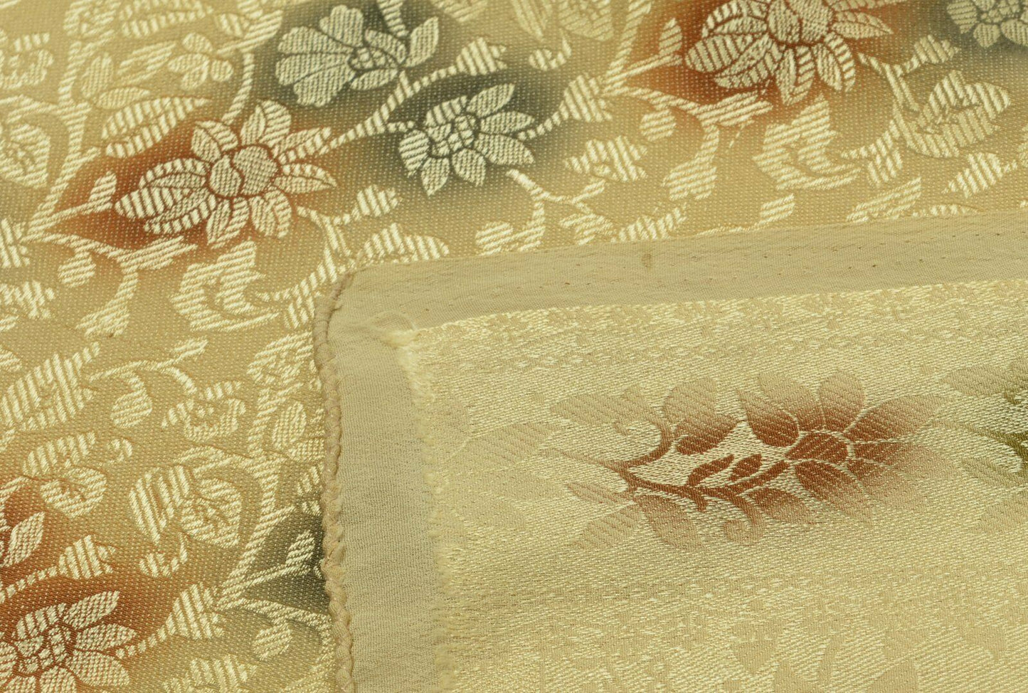 Vintage Saree Anchal Woven Floral Pattern Multi Purpose Craft Fabric Cream