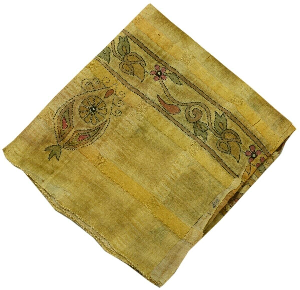 Vintage Saree Multi Purpose Design Fabric Piece for Sew Craft Hand Embroidered