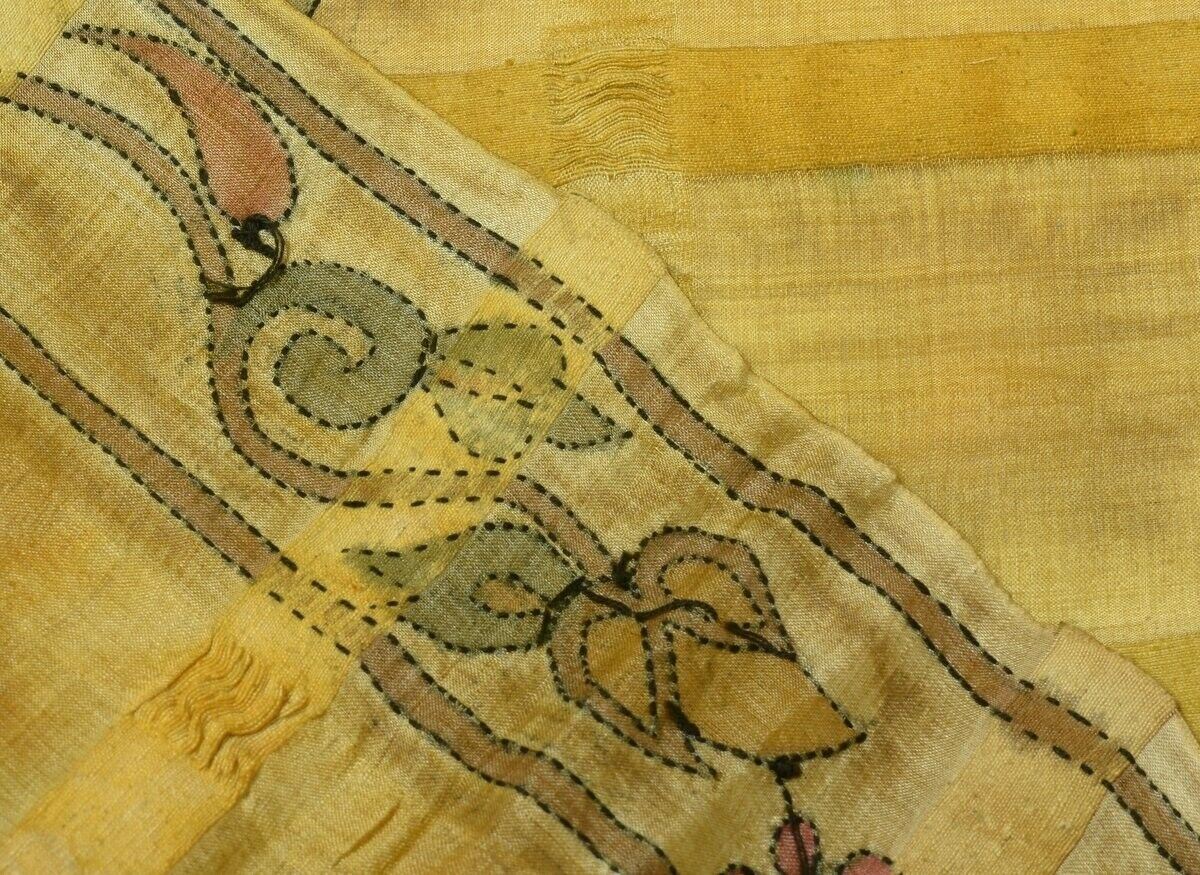 Vintage Saree Multi Purpose Design Fabric Piece for Sew Craft Hand Embroidered