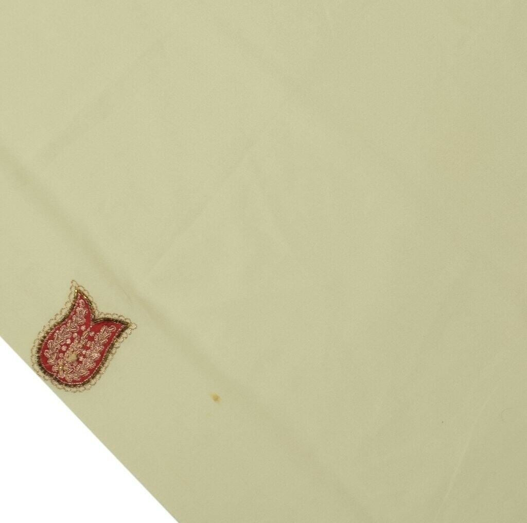 Blend Crepe Vintage Sari Remnant Scrap Fabric for Sewing Craft Cream