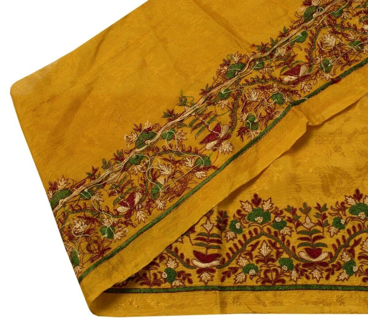 Vintage Sari Border Indian Craft Sewing Trim Hand Embroidered Golden Ribbon Lace