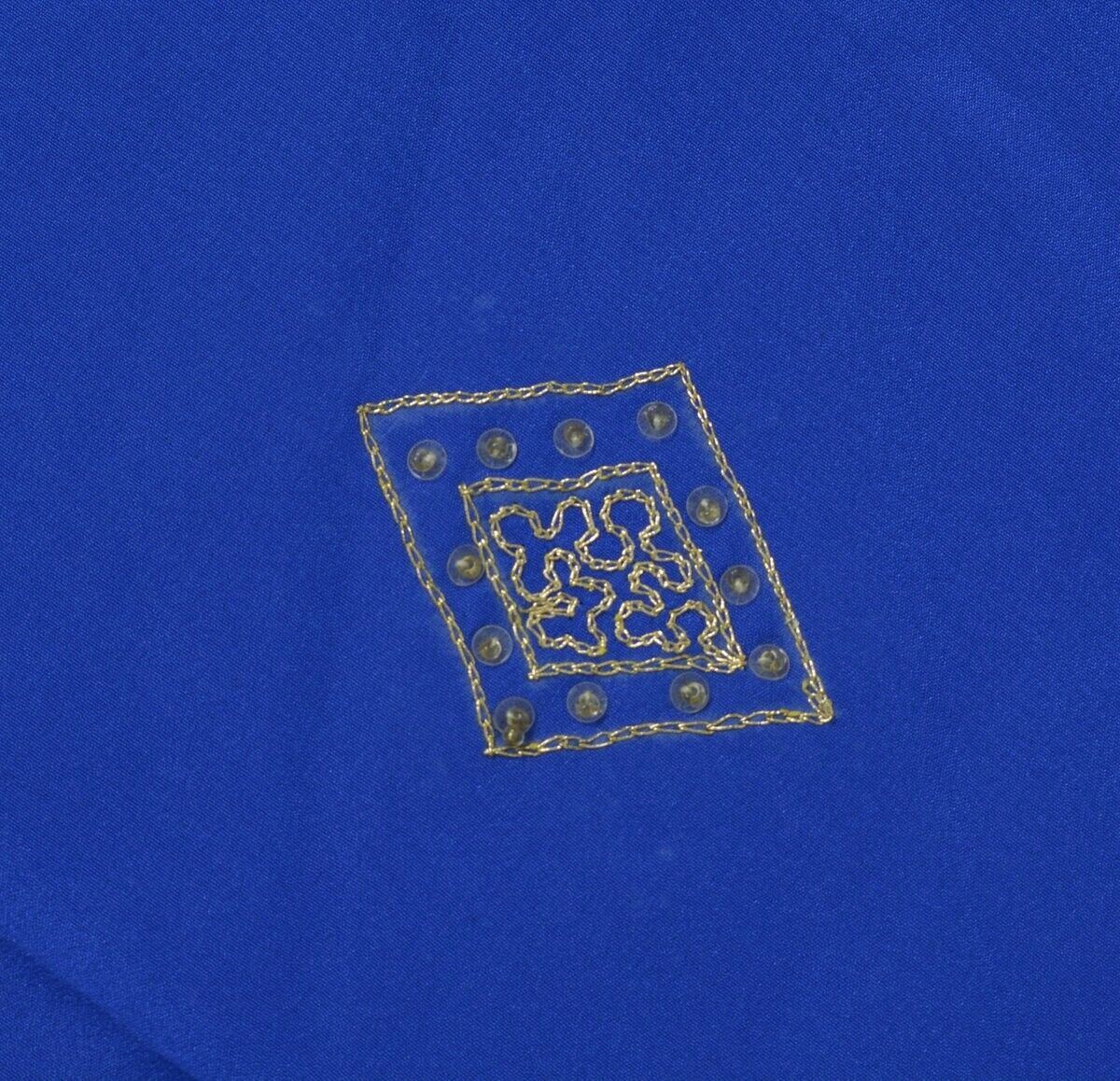 Blend Crepe Silk Royal Blue Vintage Sari Remnant Scrap Fabric for Sewing Craft