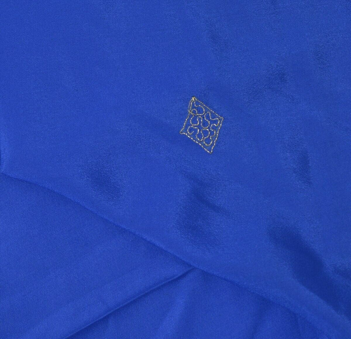 Blend Crepe Silk Royal Blue Vintage Sari Remnant Scrap Fabric for Sewing Craft