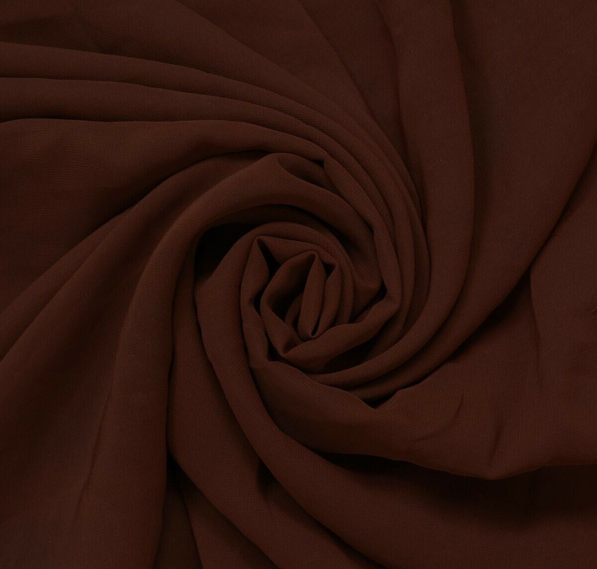 Blend Georgette Silk Brown Vintage Sari Remnant Scrap Fabric for Sewing Craft