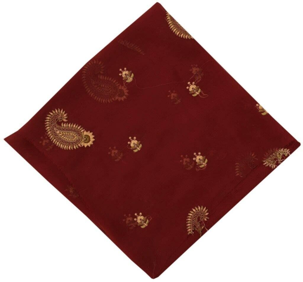 Vintage Saree Remnant Scrap Multi Purpose Design Maroon Craft Fabric Embroidered