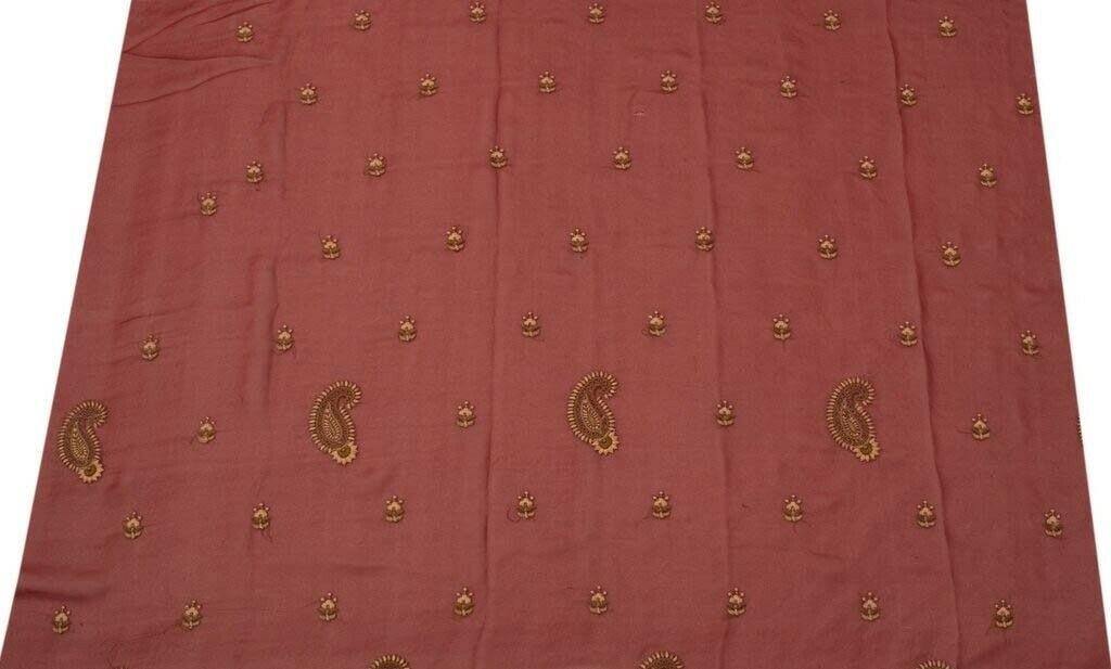 Vintage Saree Remnant Scrap Multi Purpose Design Maroon Craft Fabric Embroidered