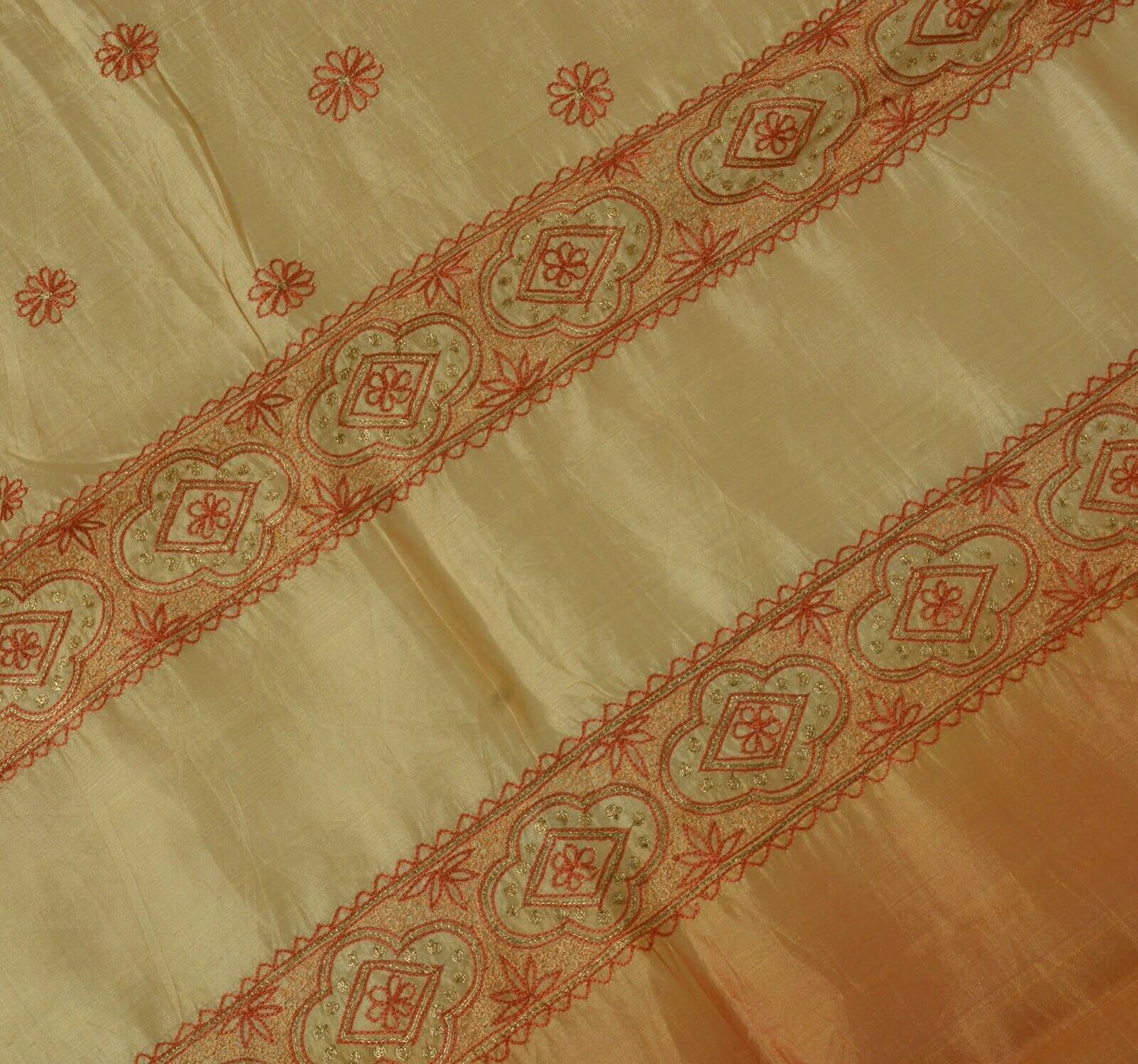 Vintage Saree Remnant Scrap Multi Purpose Craft Zari Embroidered Fabric