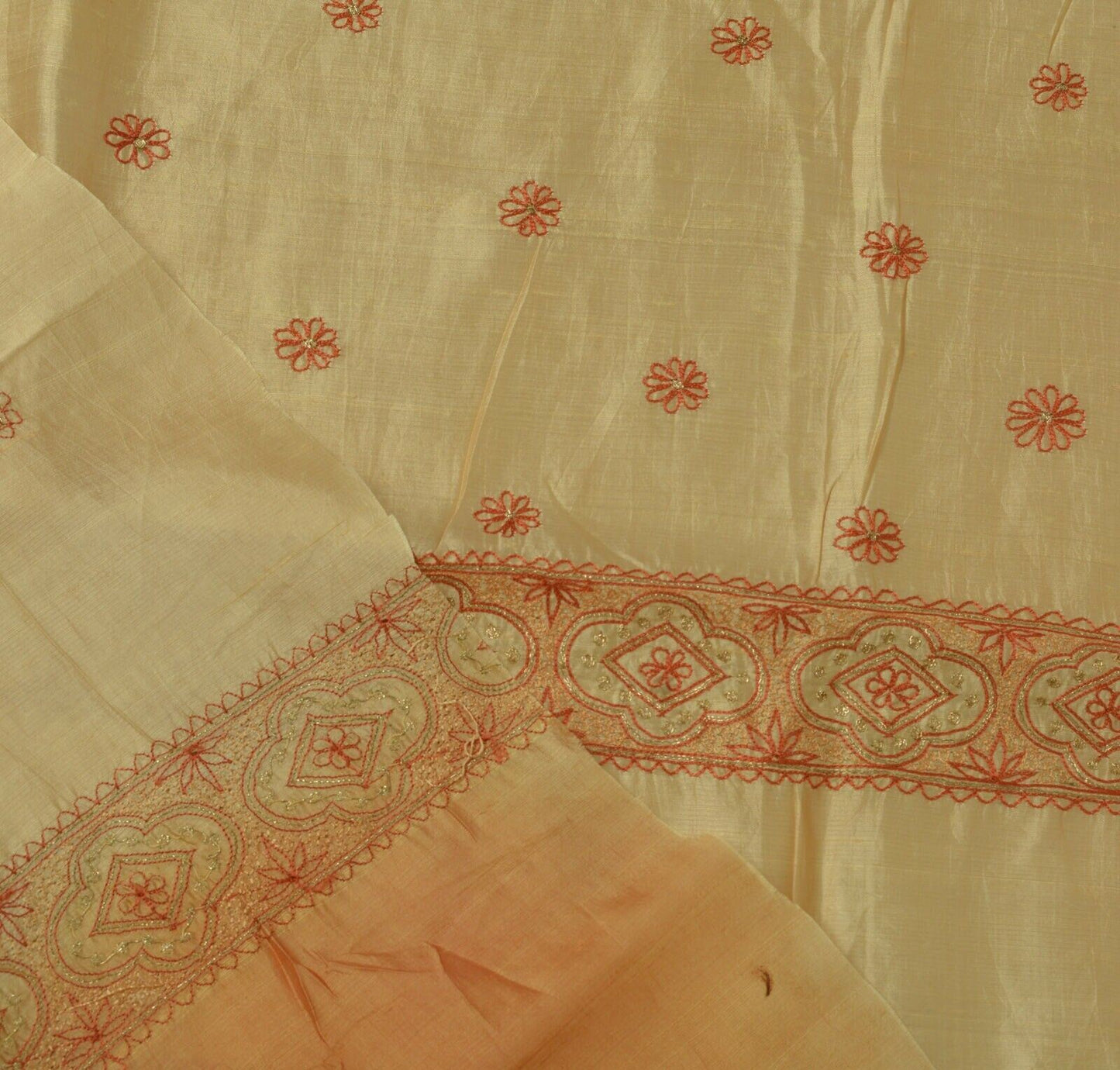 Vintage Saree Remnant Scrap Multi Purpose Craft Zari Embroidered Fabric