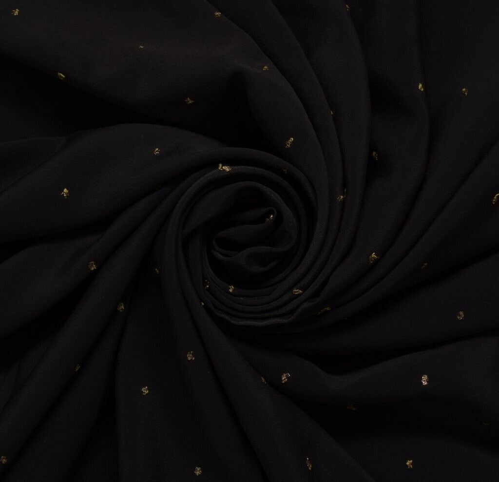 Blend Crepe Silk Vintage Sari Remnant Scrap Fabric for Sewing Craft Dark Gray