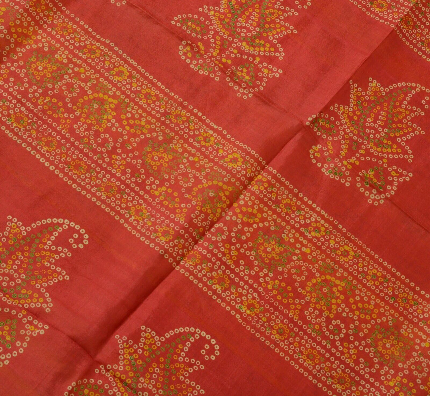 Vintage Indian Scrap Saree 100% Pure Silk Printed Craft Sari Remnant Fabric