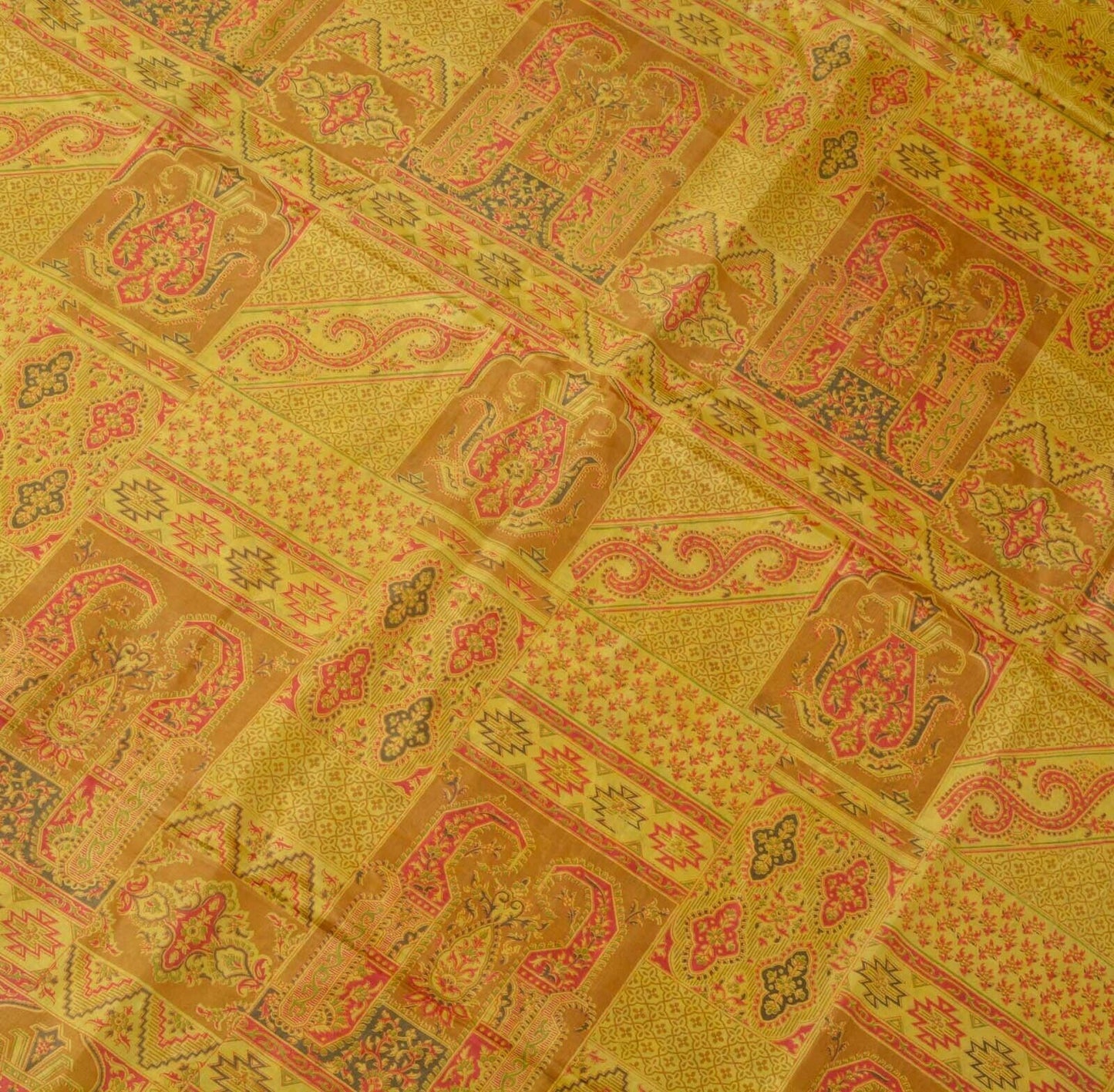 Vintage Indian Art Silk Scrap Saree Printed Craft Sari Remnant Craft Fabric