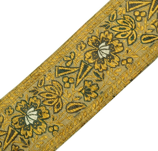 2.5" W Vintage Sari Border Indian Craft Trim Woven Sewing Ribbon Lace