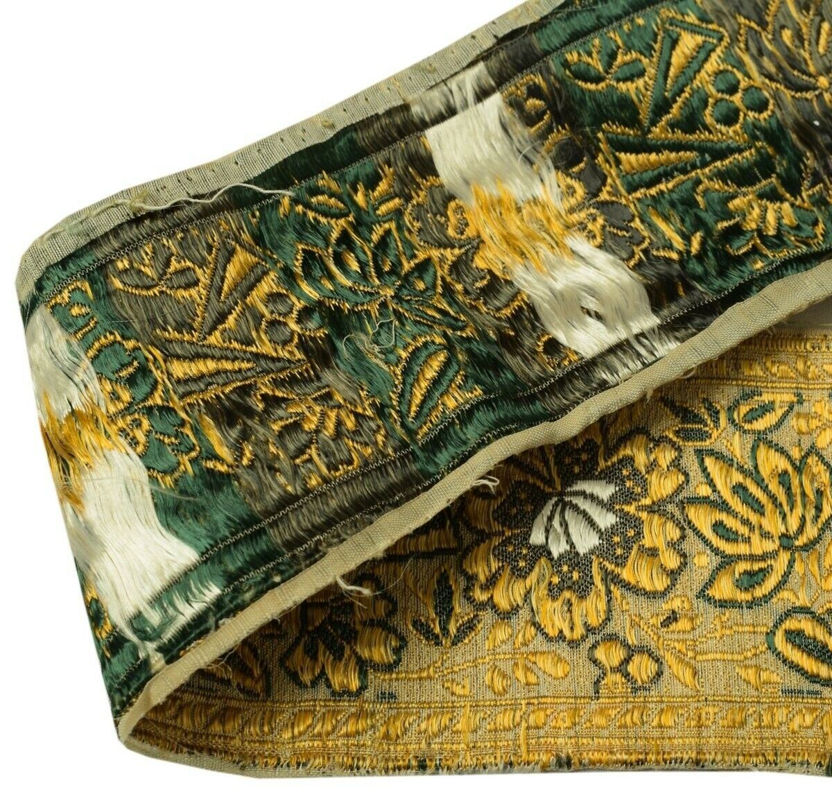 2.5" W Vintage Sari Border Indian Craft Trim Woven Sewing Ribbon Lace