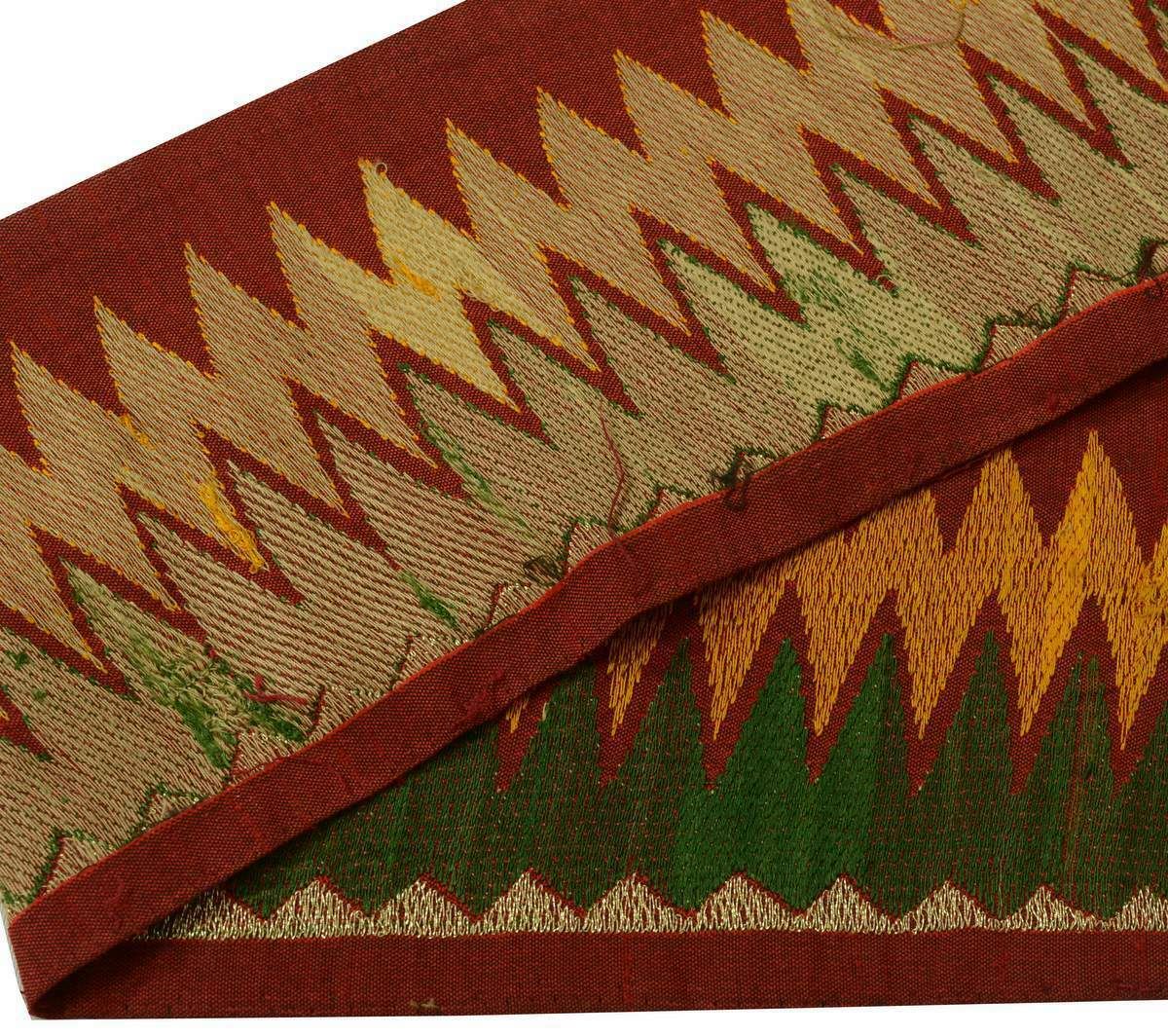 Vintage Sari Border Indian Craft Trim Embroidered Red Yellow Green Lace Ribbon