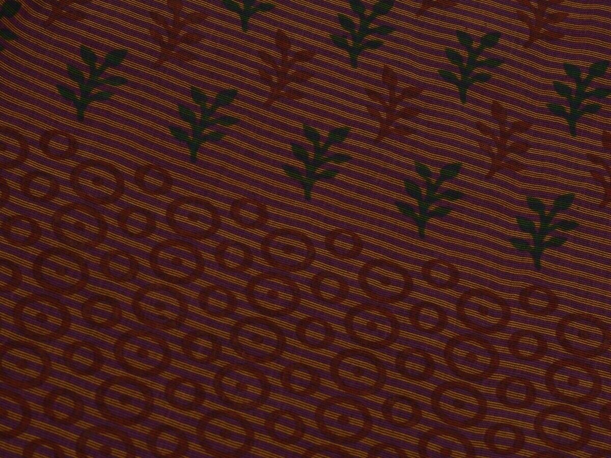 Vintage Saree Indian Art Silk Printed Scrap Sari Fabric for Craft Maroon