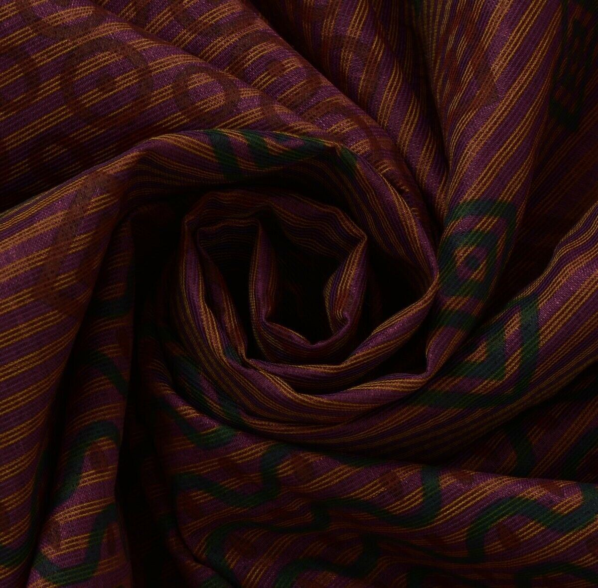 Vintage Saree Indian Art Silk Printed Scrap Sari Fabric for Craft Maroon
