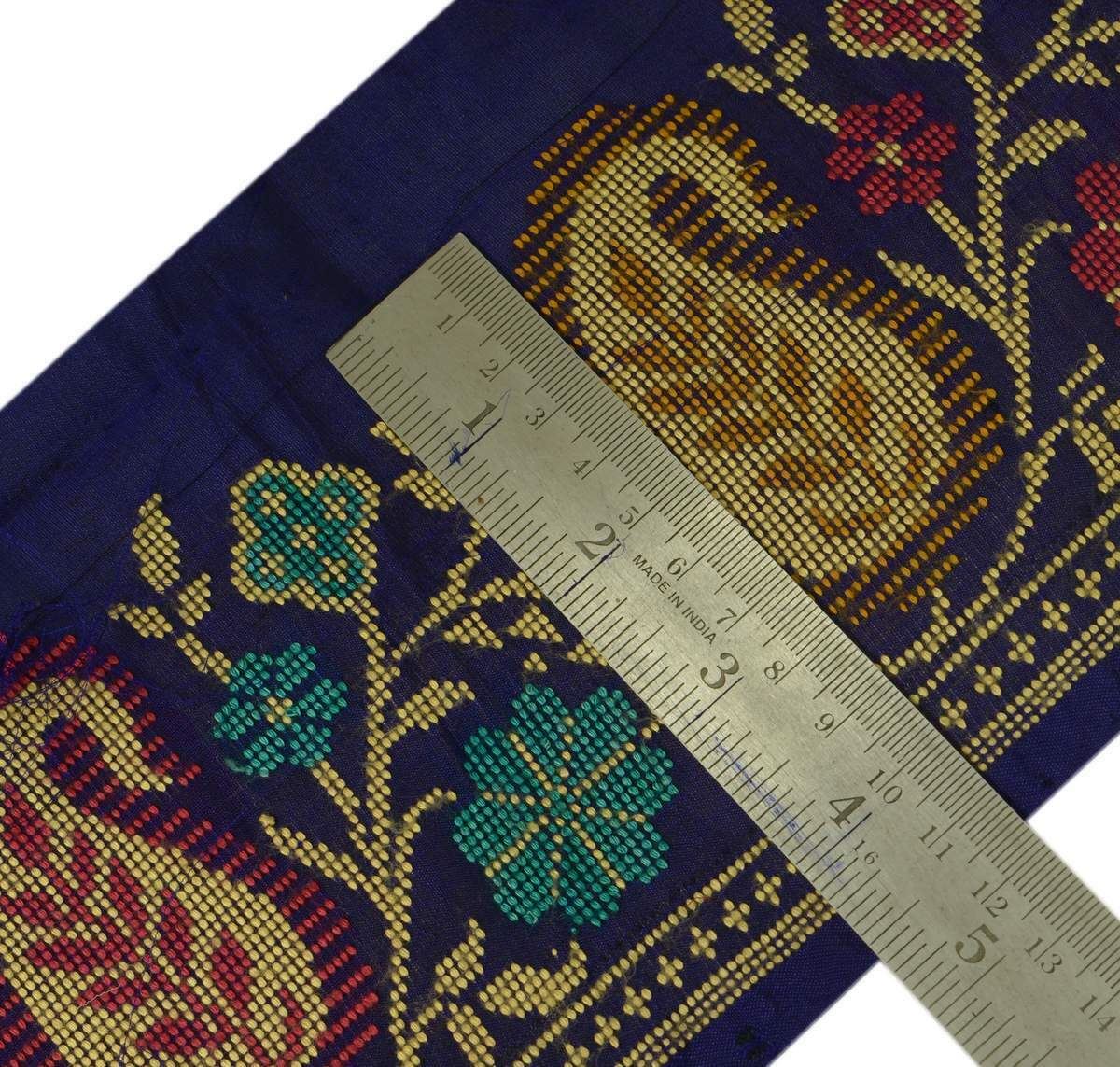4.25" W Vintage Sari Border Indian Craft Trim Woven Paisley Purple Lace Ribbon