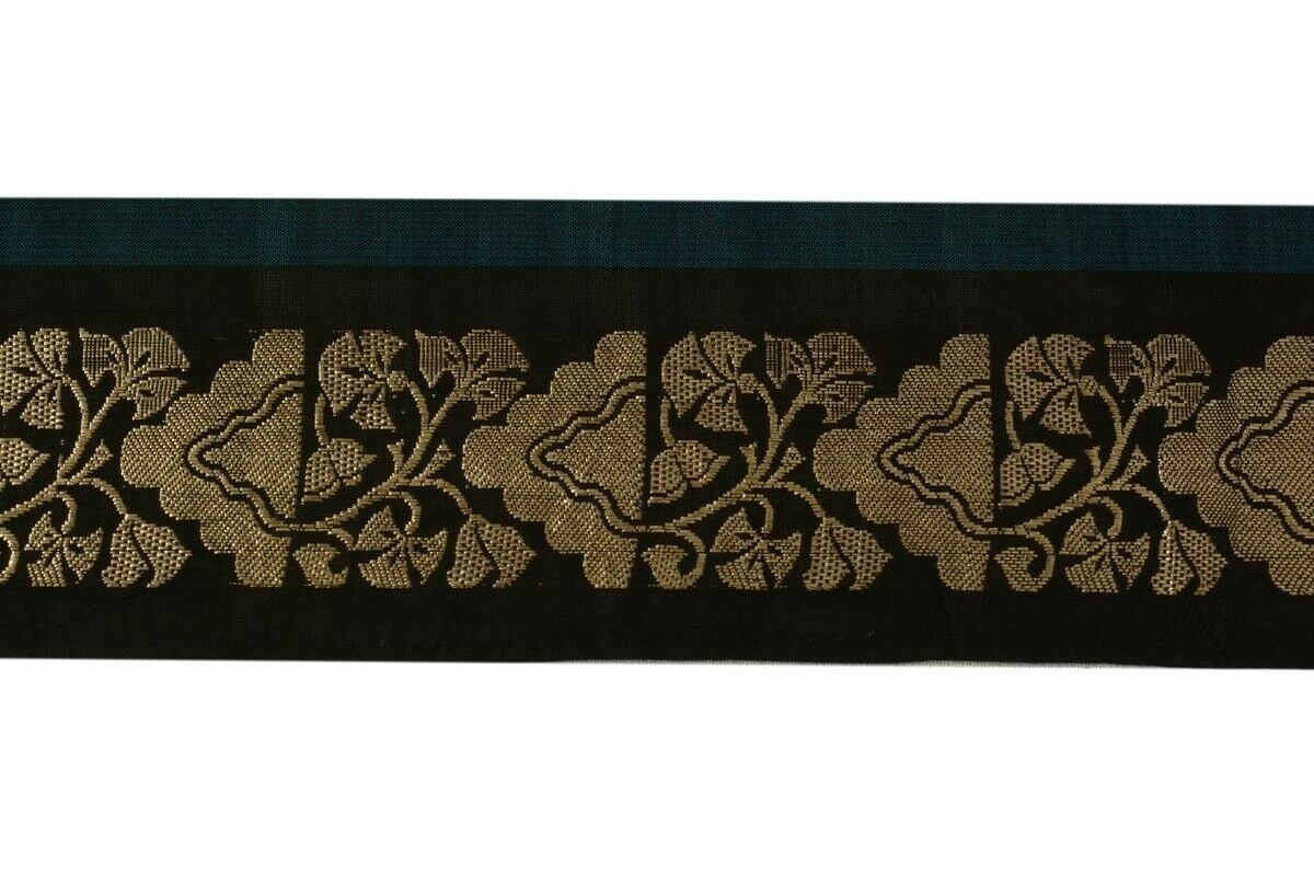 Vintage Sari Border Indian Craft Trim Antique Zari Woven Ribbon Lace Black