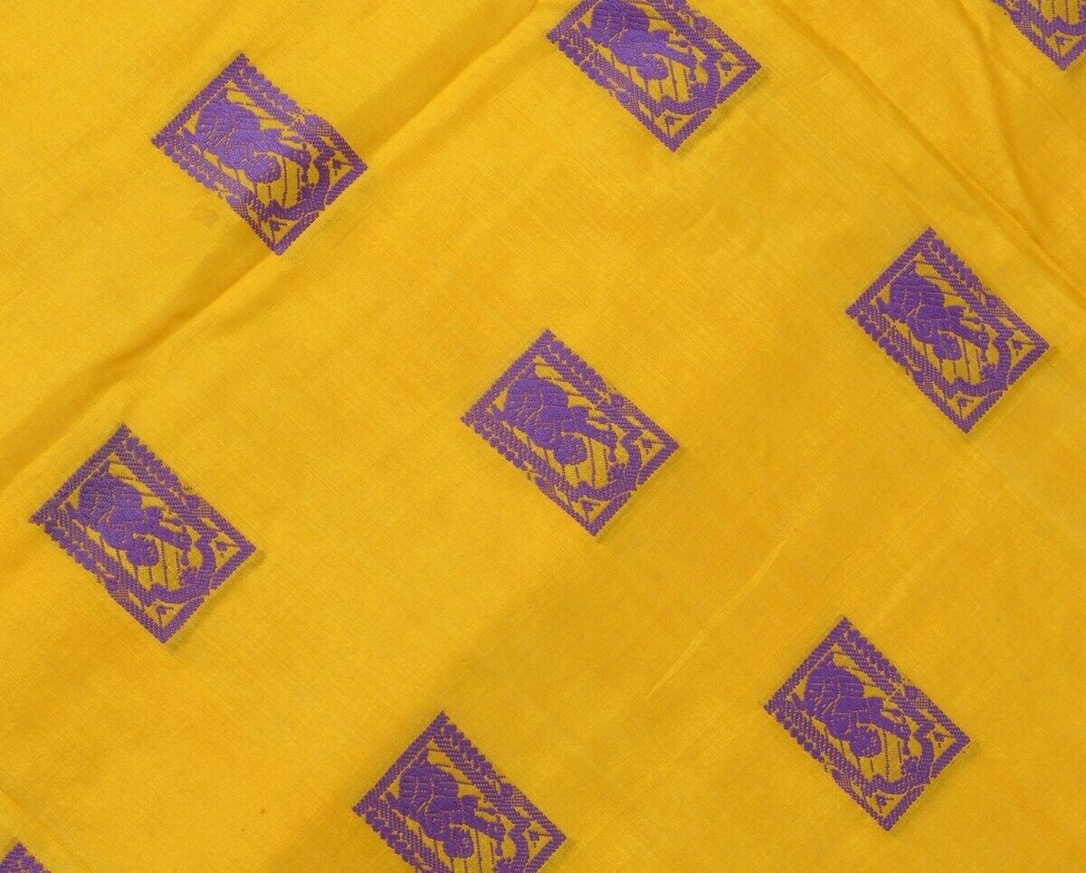Vintage Saree Multi Purpose Fabric Piece for Sew Craft Woven Baluchuri Gold