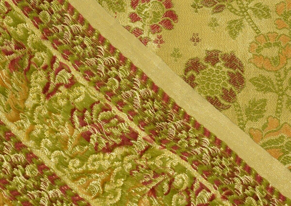 Vintage Saree Multi Purpose Design Fabric Piece for Sew Craft Woven Cream