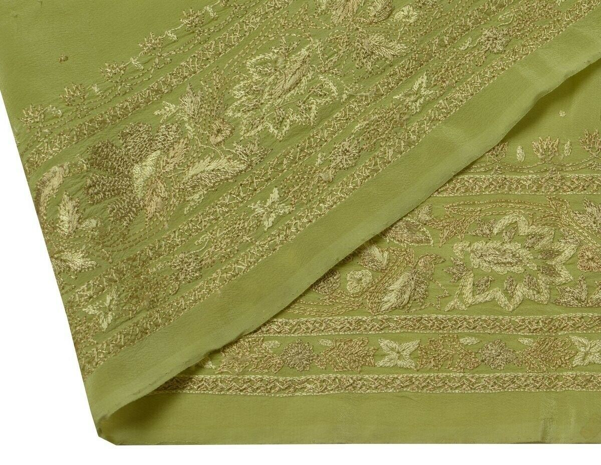 Vintage Sari Border Indian Craft Trim Embroidered Green Sewing Ribbon Lace