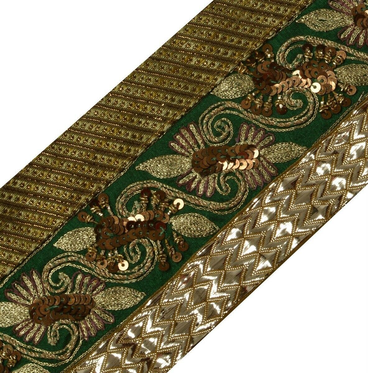 Vintage Sari Border Indian Craft Trim Hand Beaded Embroidered Patch Work Lace
